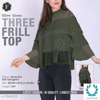 Three Frill Top -  XL (Bust Size 42 in, Length Size: 24 in)